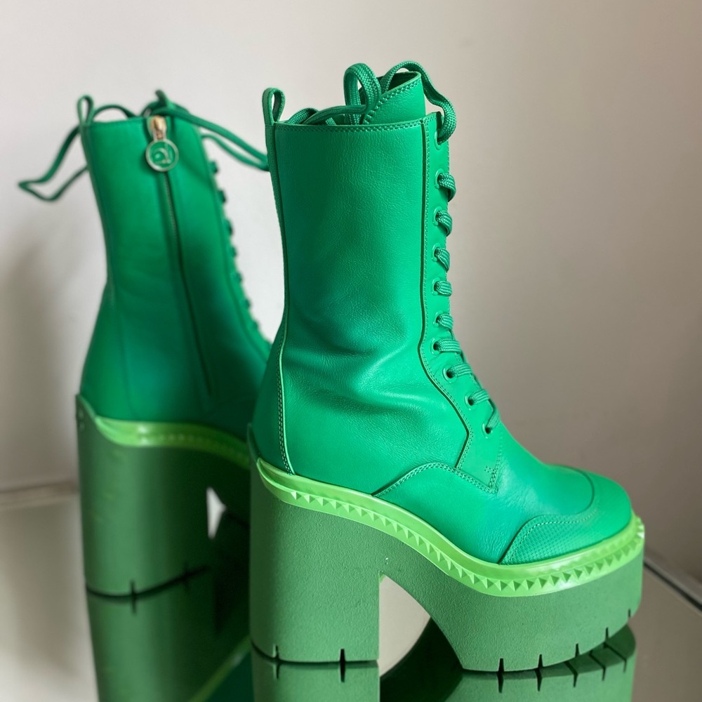 EUC JIMMY CHOO X Sailor Moon Sailor Jupiter Boot 120 In Jupiter Green 35 - Picture 8 of 14